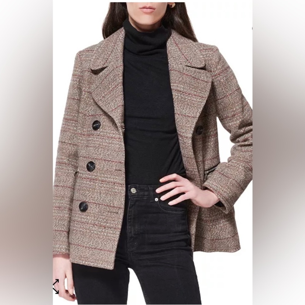 MARALYN & ME Juniors' Notched-Collar Double-Breasted Peacoat - Medium - Picture 3 of 11